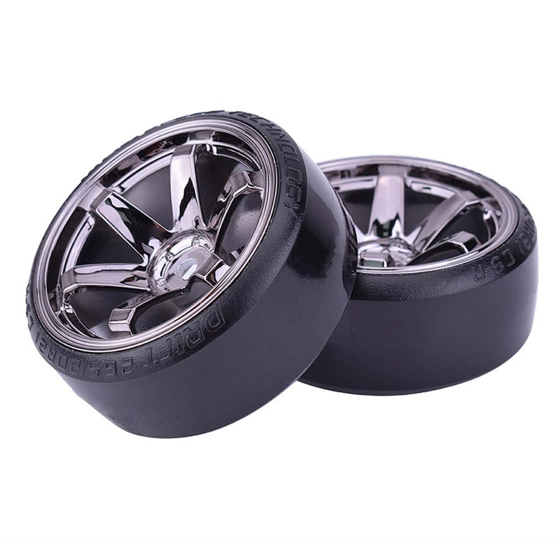 LAFEINA RC Plastic Wheel and Tire Set, 63mm Hard Tyres for 1/10 Drift Car HSP Tamiya HPI Kyosho On-Road Drifting Car (Gray) - Image 4